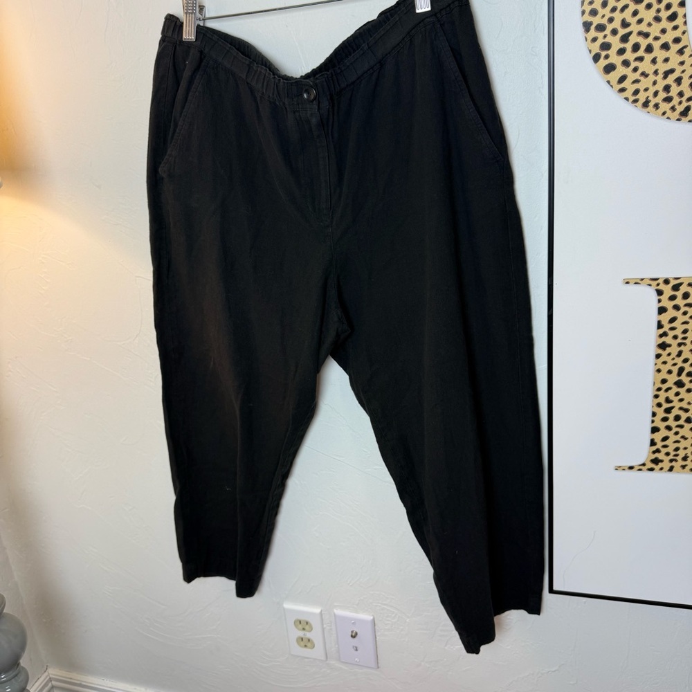 Eileen Fisher Organic Cotton Blend Tapered Pants Black Size M